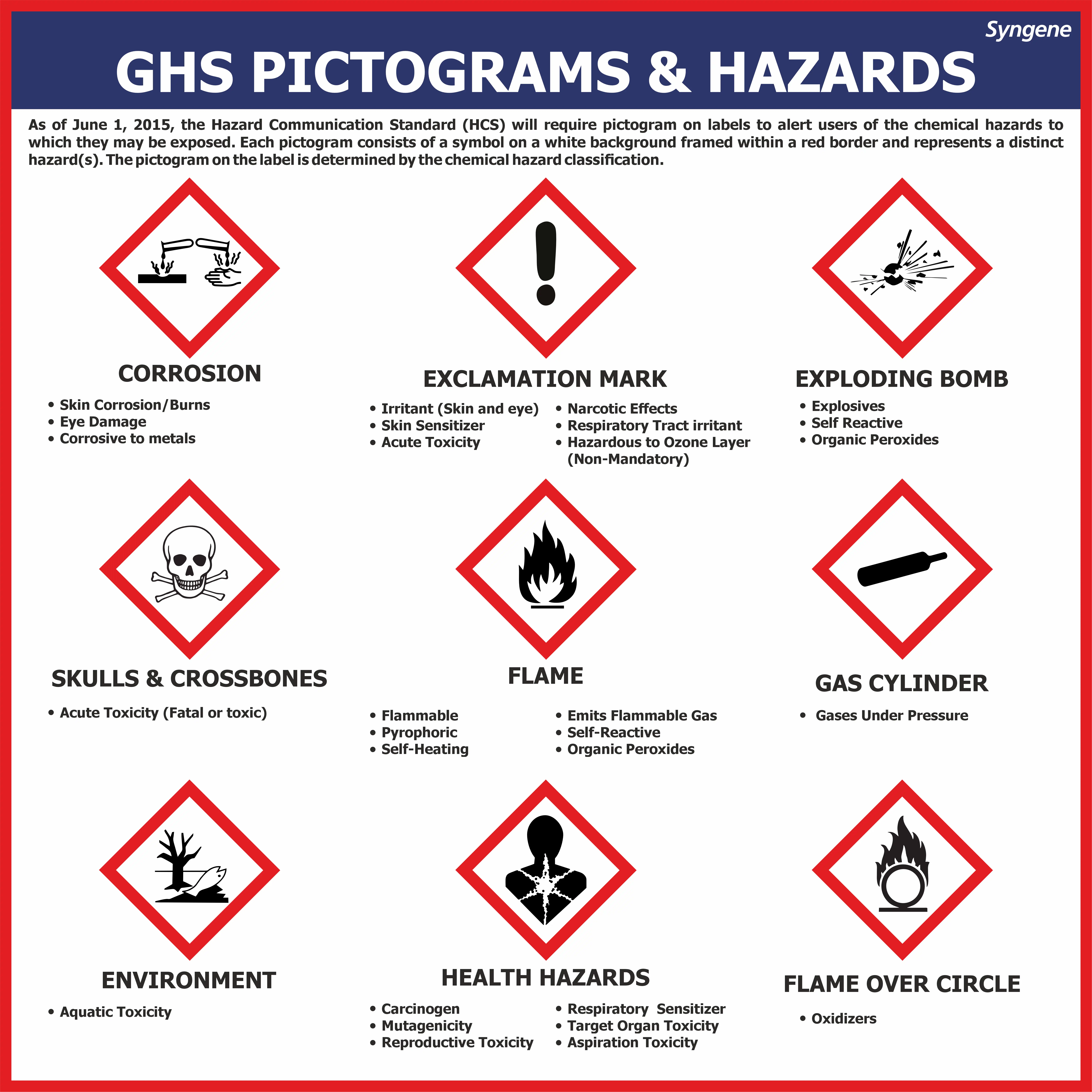GHS Pictograms & Hazards – Bilingual