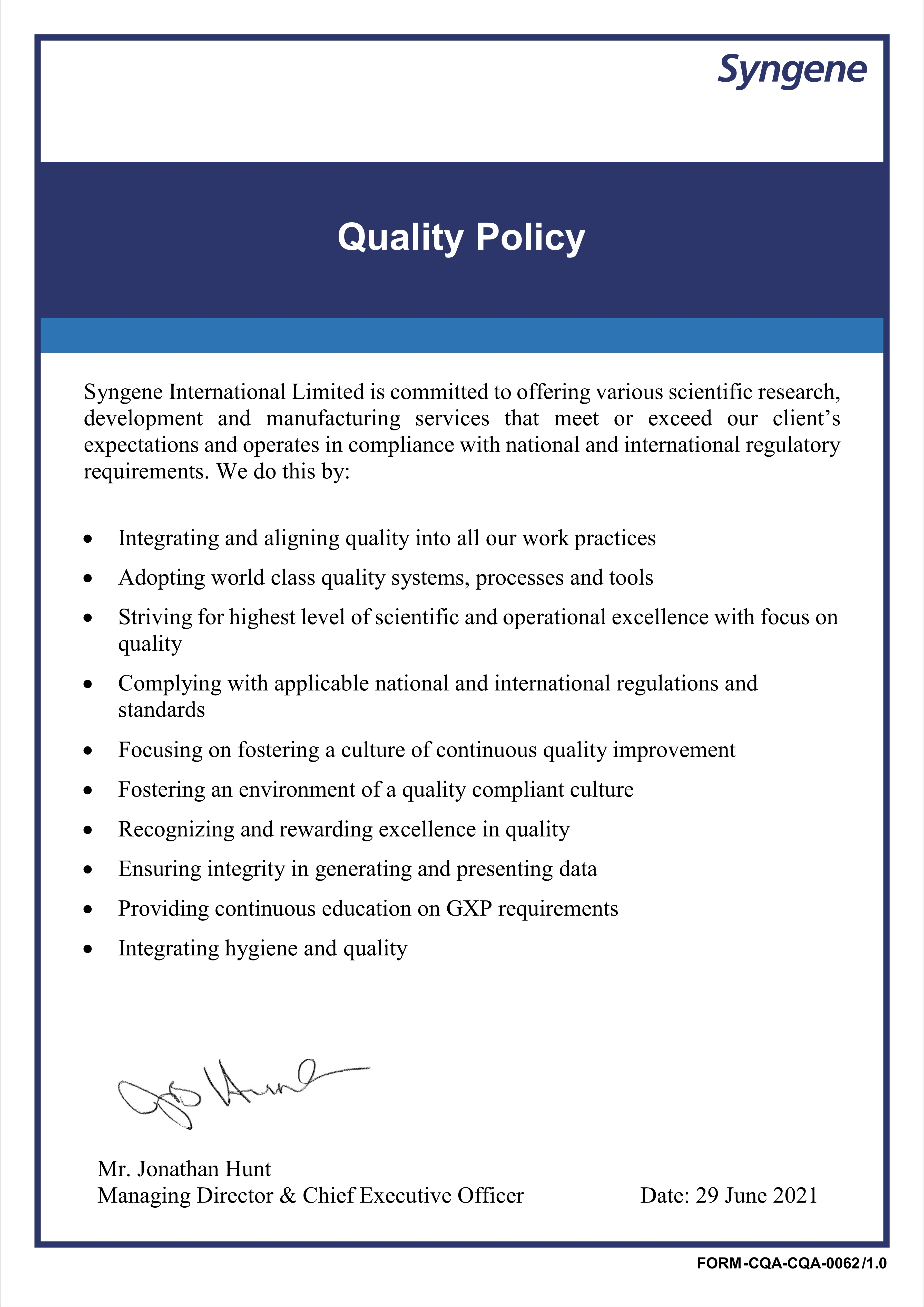 Quality Policy