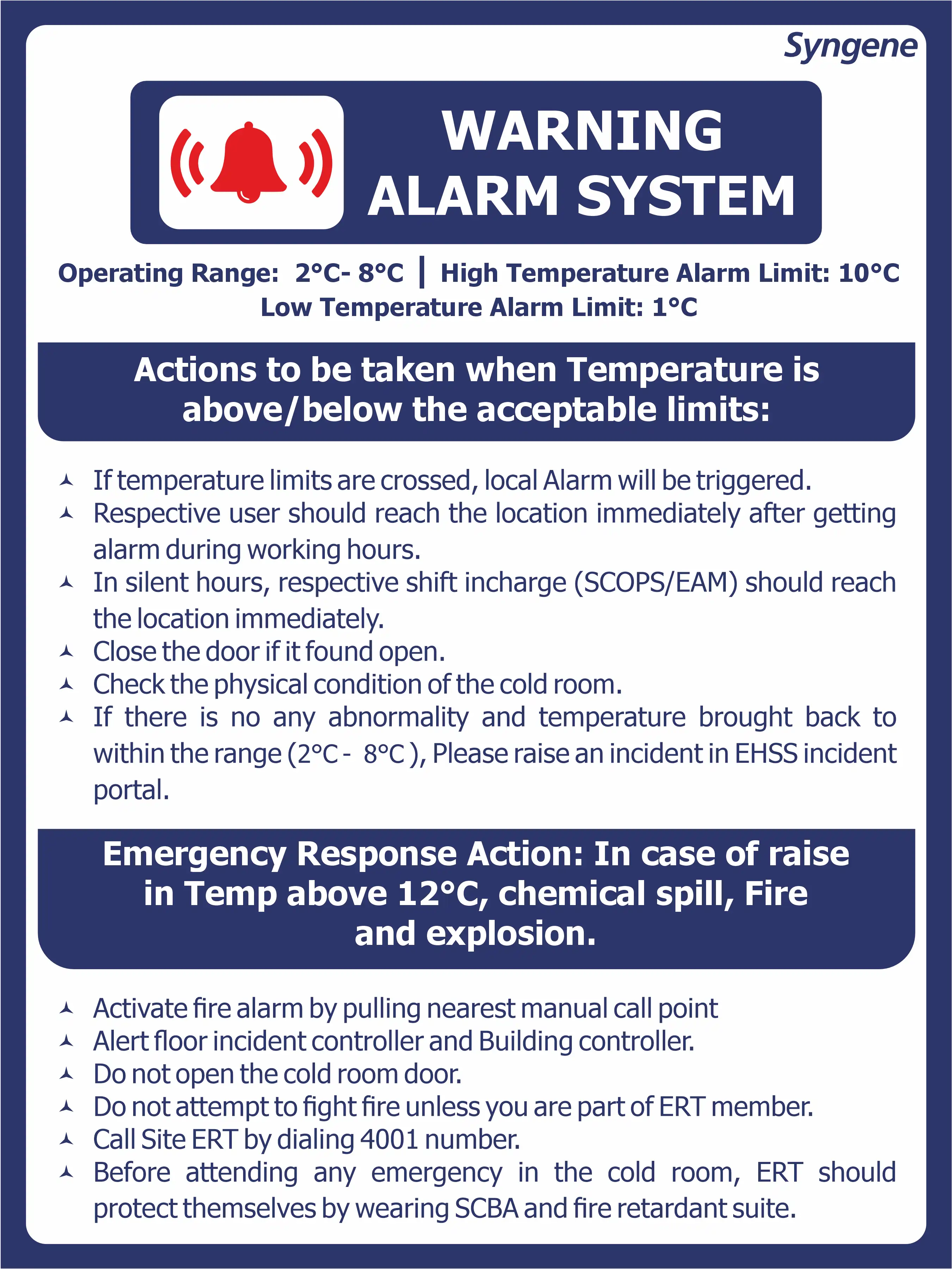 Cold Room Alarm System & Emergency Response