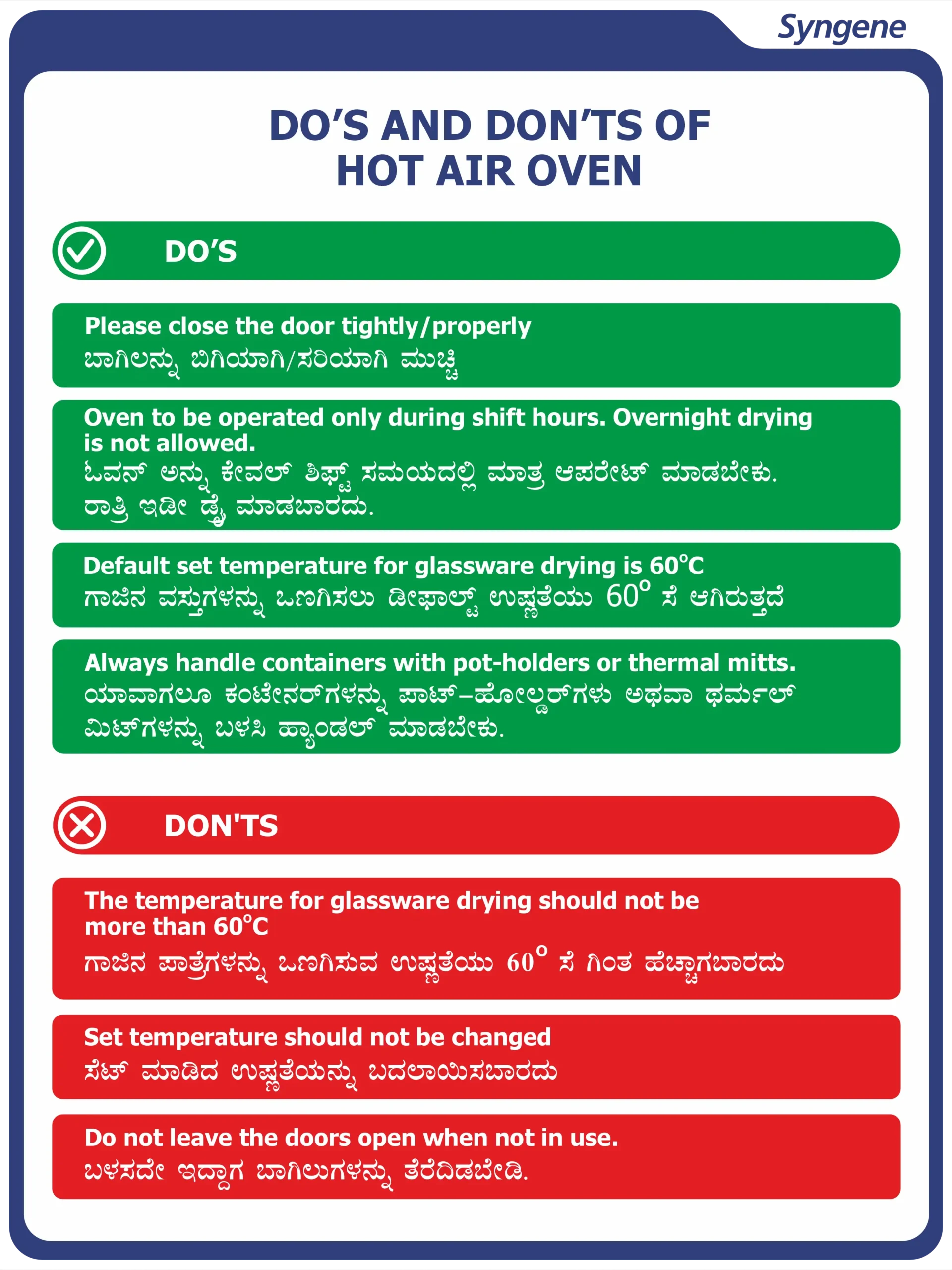 Hot Air Oven – Material Do’s & Don’ts