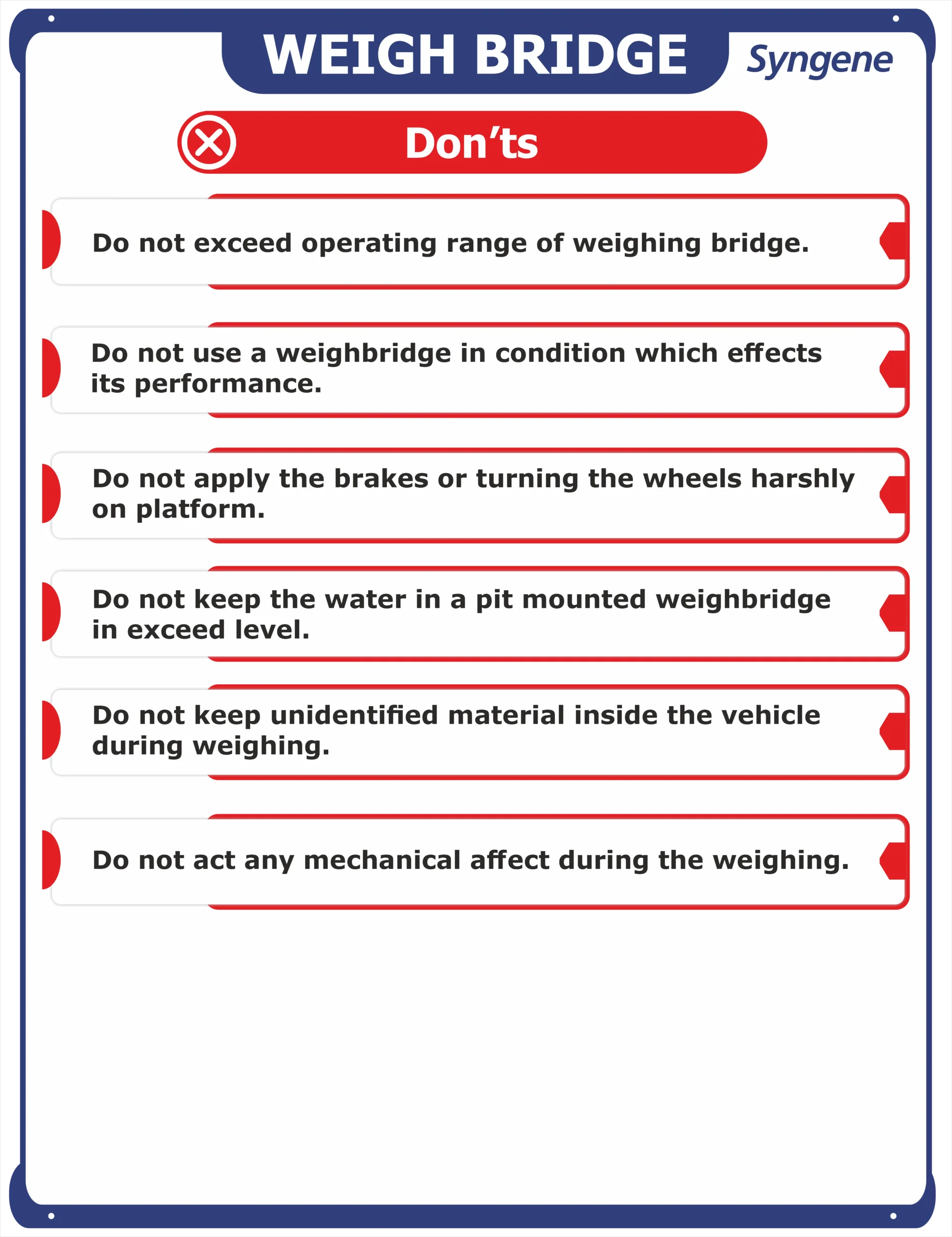 Weighbridge Don’ts