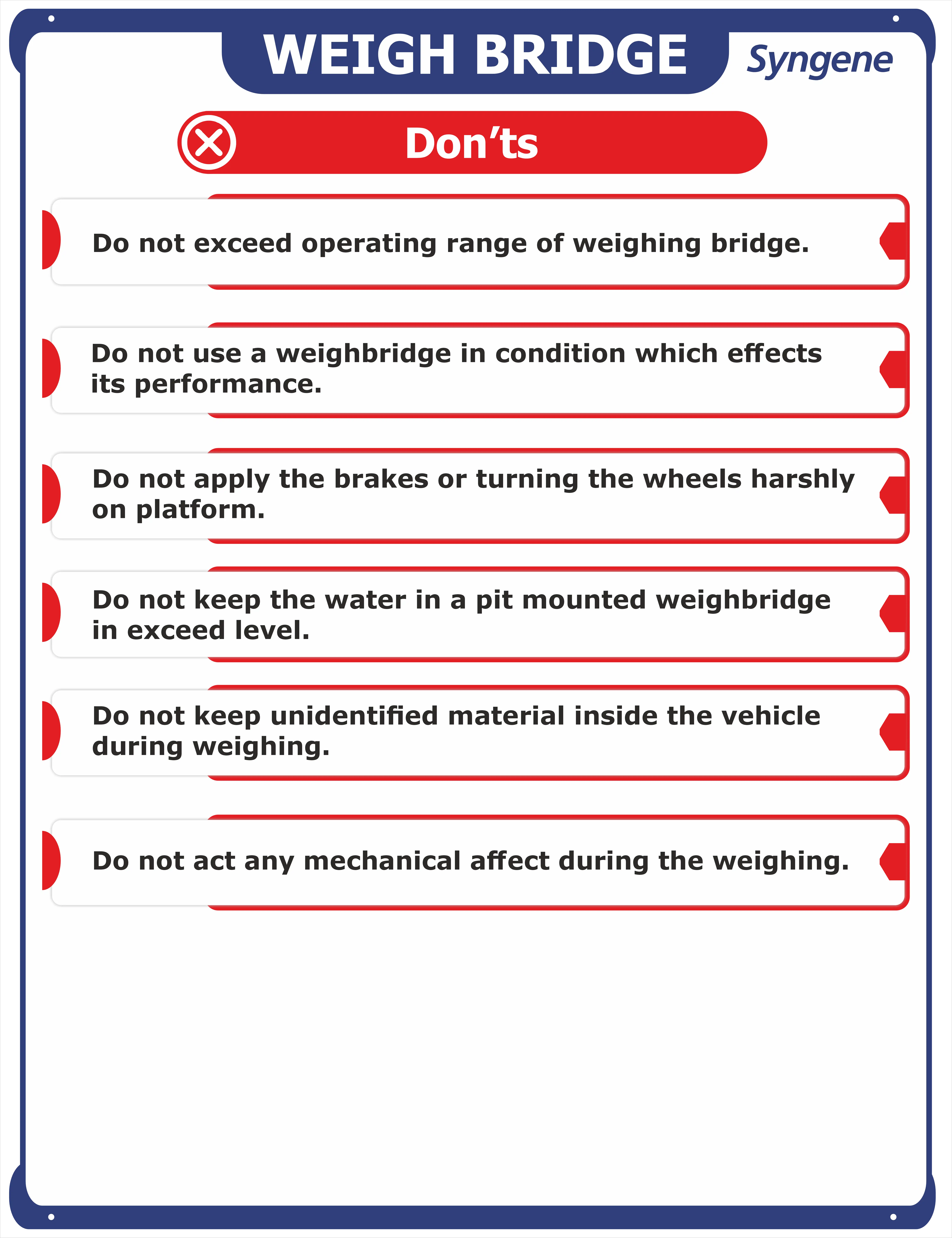 Weighbridge Don’ts