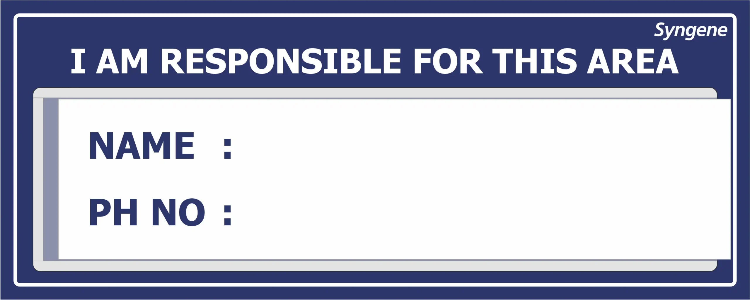 Area Responsibility Card