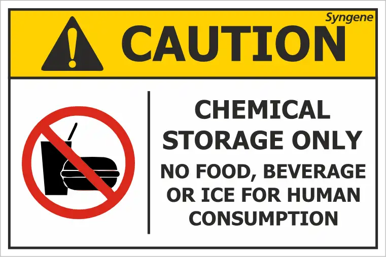 Chemical Storage Only – No Food, Beverage or Ice