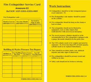 Fire Extinguisher Service Card